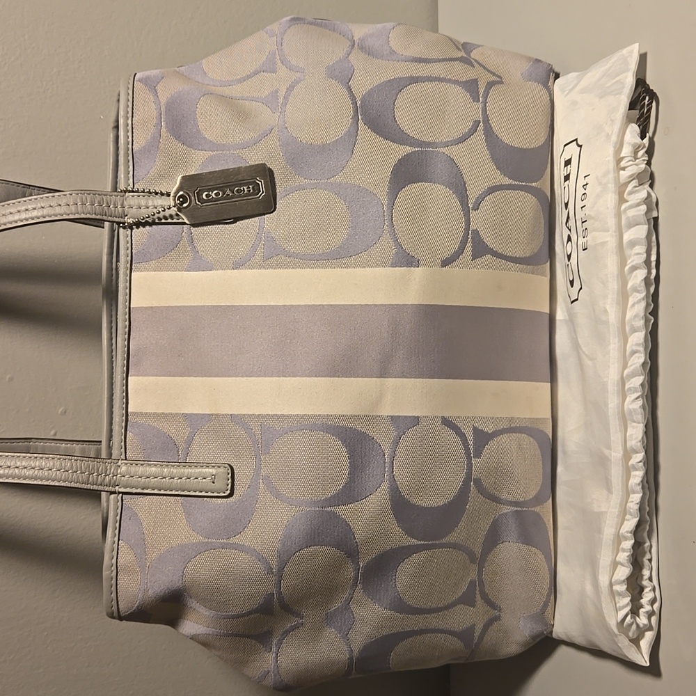 Coach Signature Monogram Tote Gray